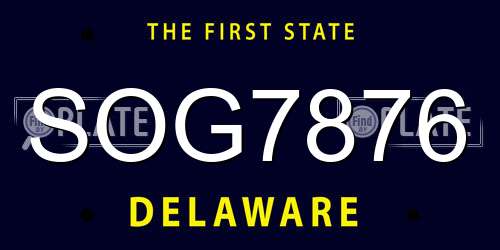 SOG7876 Delaware License Plate