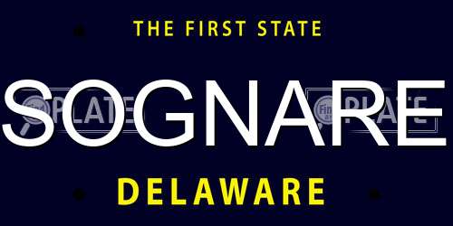 SOGNARE Delaware License Plate