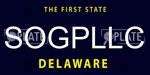 SOGPLLC Delaware License Plate