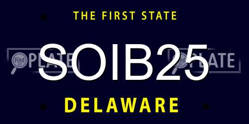 SOIB25 Delaware License Plate