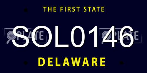 SOL0146 Delaware License Plate