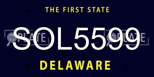 SOL5599 Delaware License Plate