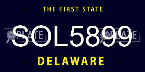 SOL5899 Delaware License Plate