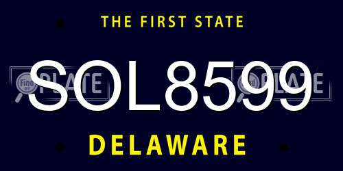 SOL8599 Delaware License Plate