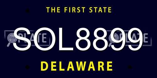 SOL8899 Delaware License Plate
