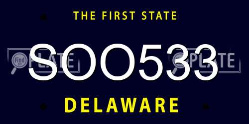 SOO533 Delaware License Plate