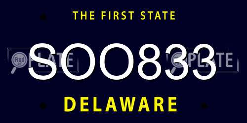 SOO833 Delaware License Plate