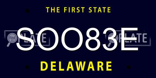 SOO83E Delaware License Plate