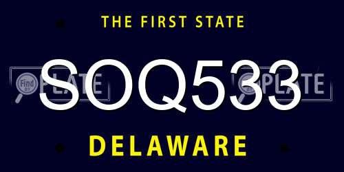 SOQ533 Delaware License Plate