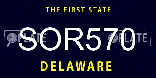 SOR570 Delaware License Plate