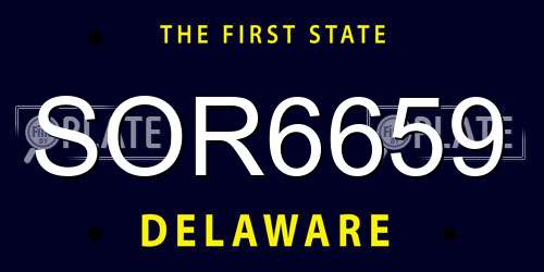 SOR6659 Delaware License Plate