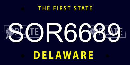 SOR6689 Delaware License Plate