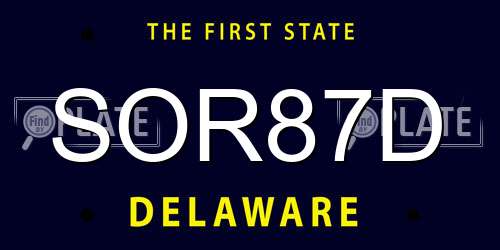 SOR87D Delaware License Plate