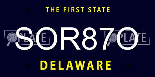 SOR87O Delaware License Plate