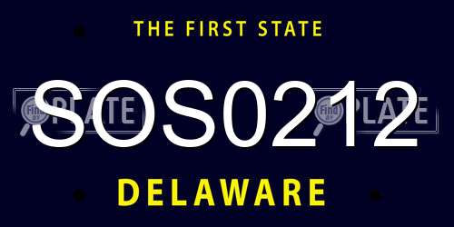 SOS0212 Delaware License Plate