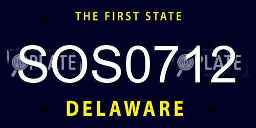 SOS0712 Delaware License Plate