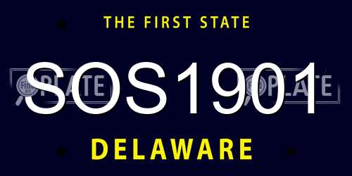 SOS1901 Delaware License Plate