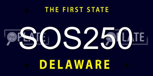 SOS250 Delaware License Plate