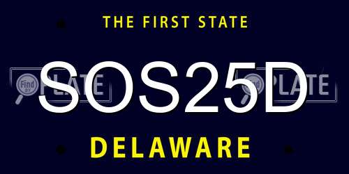 SOS25D Delaware License Plate