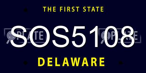 SOS5108 Delaware License Plate