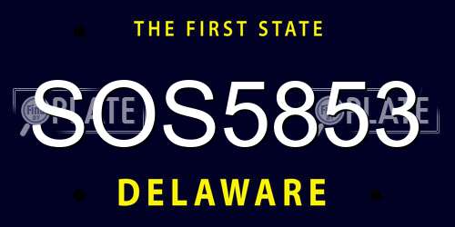 SOS5853 Delaware License Plate