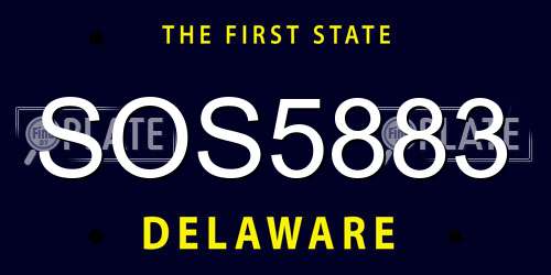 SOS5883 Delaware License Plate