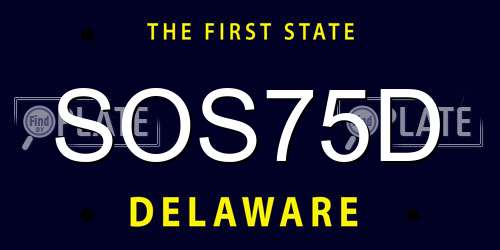 SOS75D Delaware License Plate