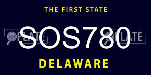 SOS780 Delaware License Plate