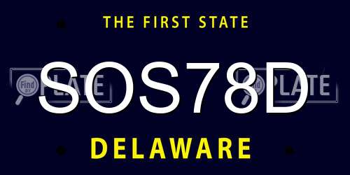 SOS78D Delaware License Plate