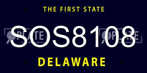 SOS8108 Delaware License Plate