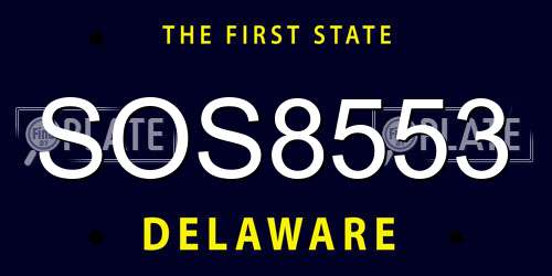 SOS8553 Delaware License Plate