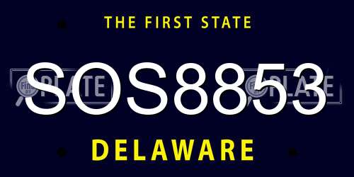 SOS8853 Delaware License Plate