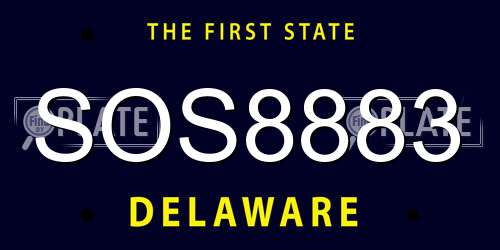 SOS8883 Delaware License Plate