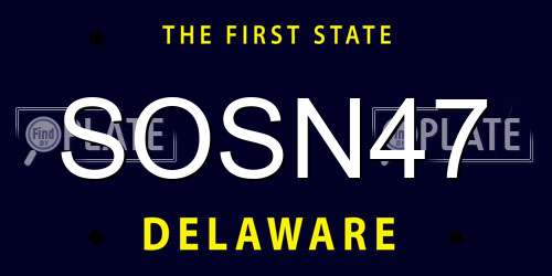 SOSN47 Delaware License Plate