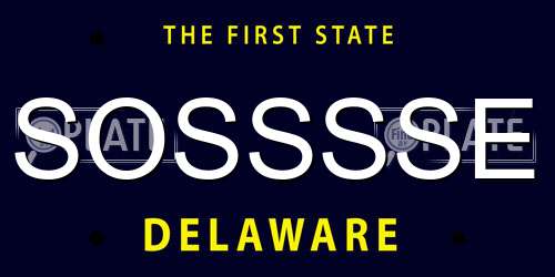 SOSSSSE Delaware License Plate