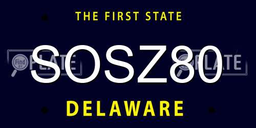 SOSZ80 Delaware License Plate