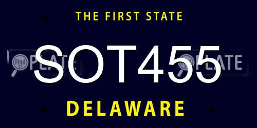 SOT455 Delaware License Plate