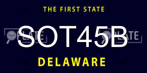 SOT45B Delaware License Plate