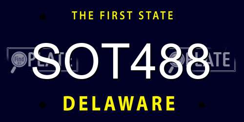 SOT488 Delaware License Plate