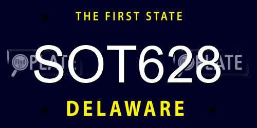 SOT628 Delaware License Plate