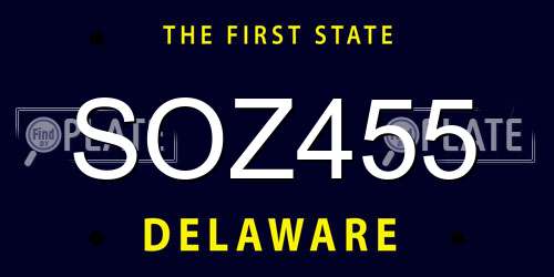 SOZ455 Delaware License Plate