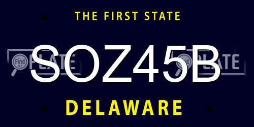 SOZ45B Delaware License Plate