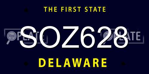 SOZ628 Delaware License Plate