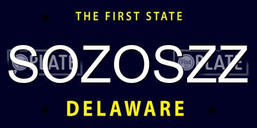 SOZOSZZ Delaware License Plate