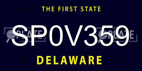 SP0V359 Delaware License Plate