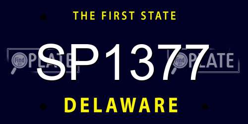 SP1377 Delaware License Plate