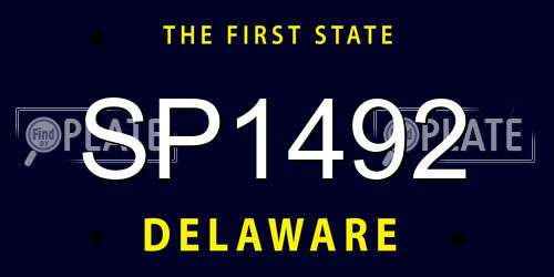SP1492 Delaware License Plate