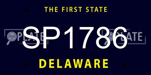SP1786 Delaware License Plate