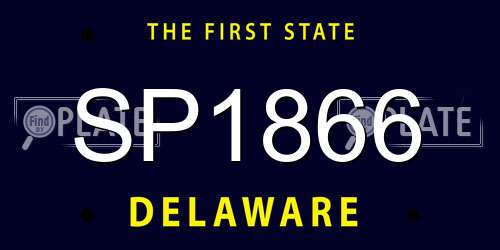 SP1866 Delaware License Plate