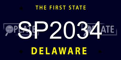 SP2034 Delaware License Plate